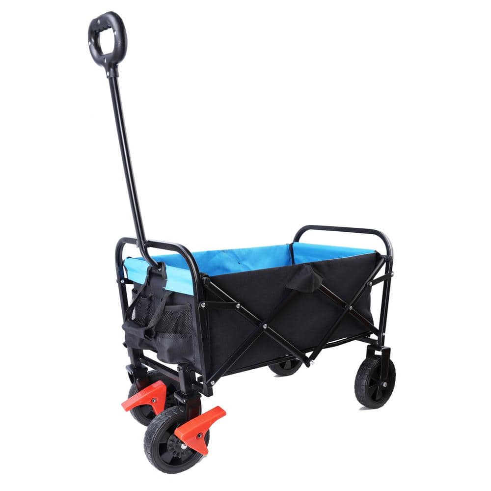 4 cu. ft. Metal Garden Cart, Black and Blue - Hercitys