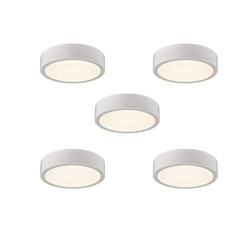 5.51 in. 0-Light White Flush Mount with No Glass Shade and No Light Bulb Type Included (5-Pack) - Hercitys