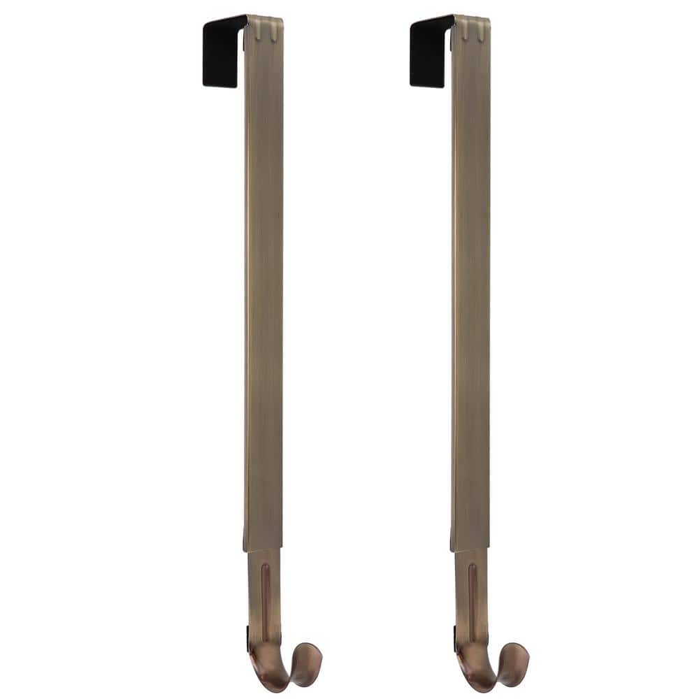 15.75 in. Antique Brass Metal Adjustable Wreath Hanger (2-Pack) - Hercitys