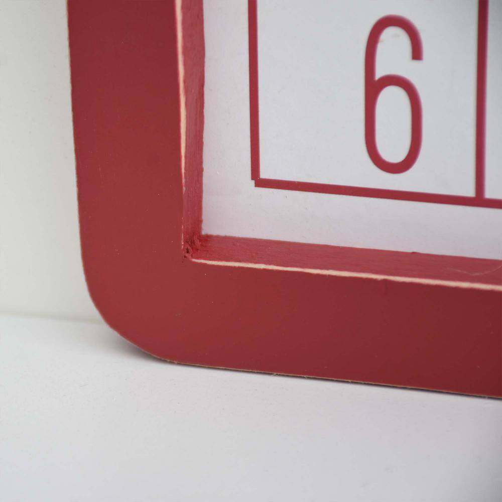 11.75 in. Red Wood Framed Days Until Christmas Wall Countdown Calendar with Magnet - Hercitys