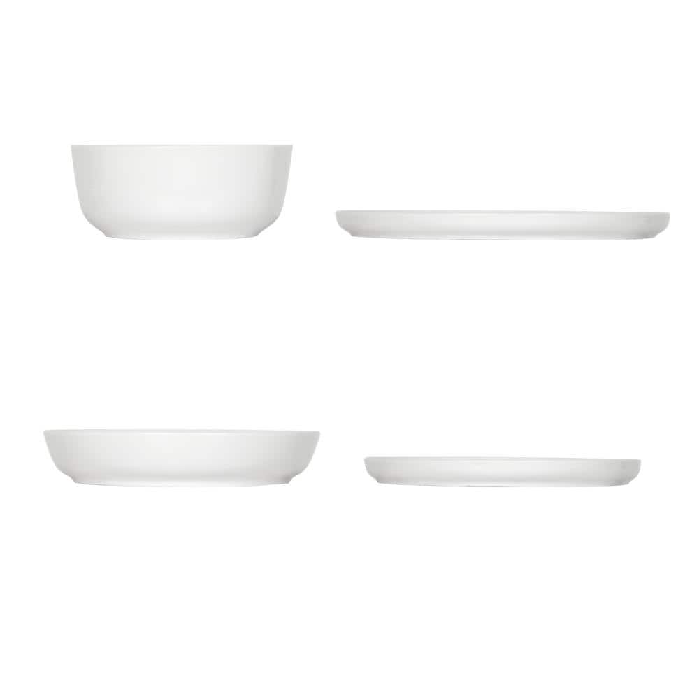 16-Piece Natural White Bone China Dinnerware Set (Set for 4) - Hercitys