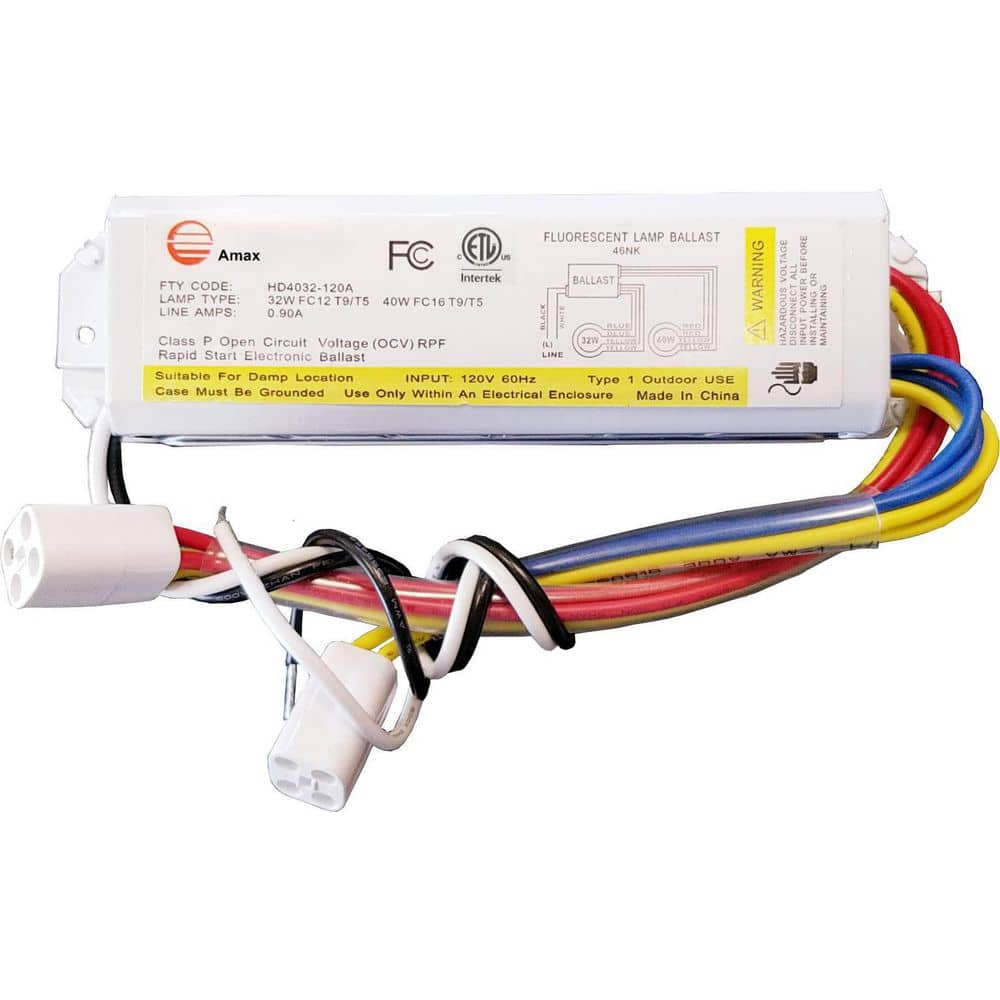 120-Volt 6.63 in. Electronic Ballast 2 Lamp FC12T9/T5 and FC16T9/T5, White - Hercitys