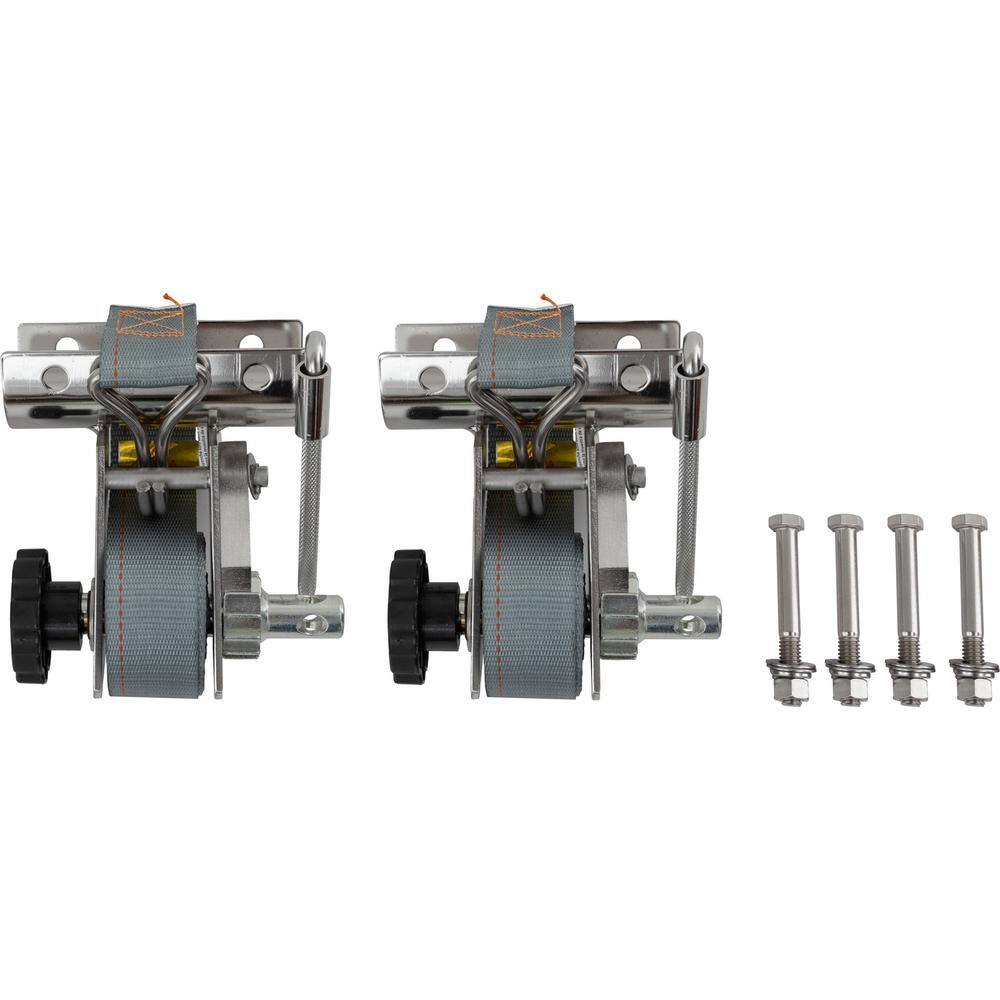 1-1/2 in. x 7 Foot Stainless Steel Ladder Rack Ratchet Tie Down Tube Mount with Double J Hooks - Hercitys