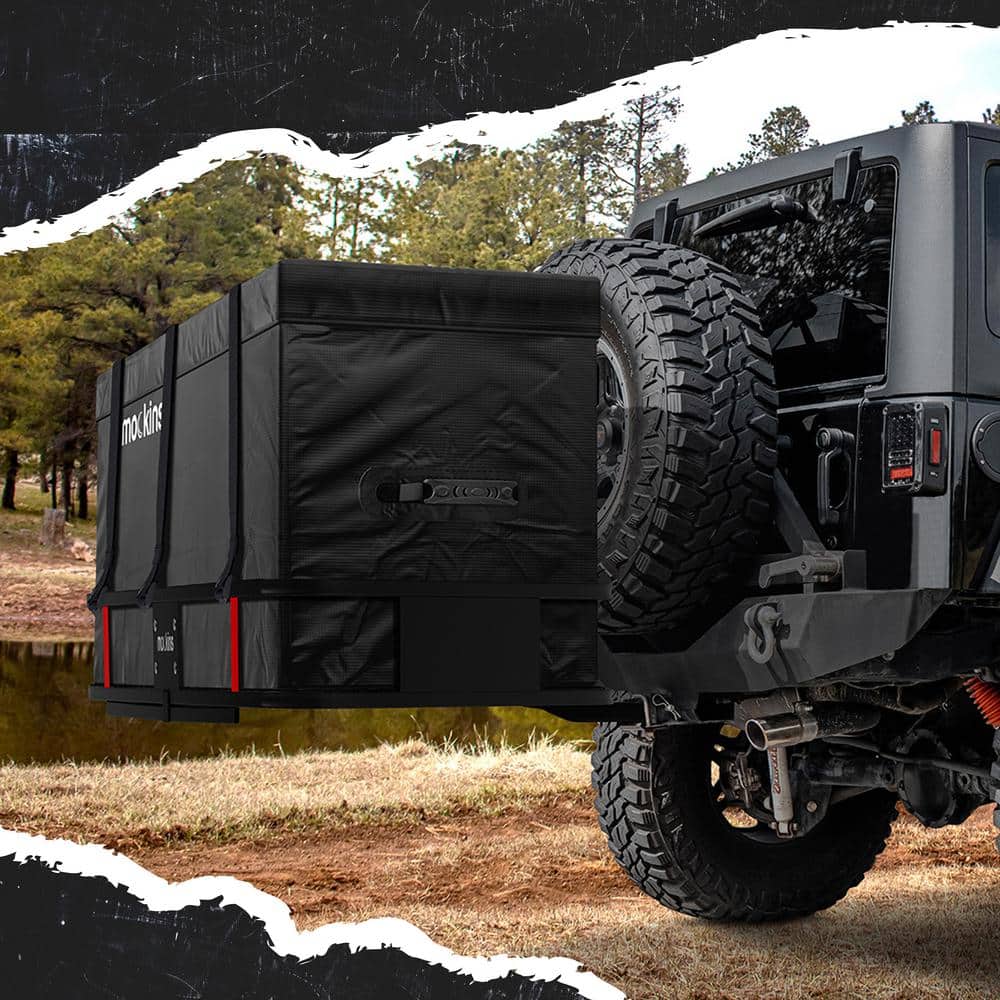 25 Cu. Ft. XL Hitch Cargo Carrier Bag 59.5×30.5×23.5 in. Black Abrasion Resistant Vinyl Waterproof Cargo Bag - Hercitys