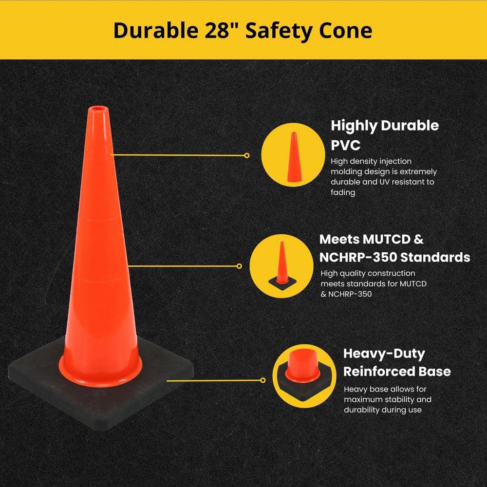 28 in. Orange PVC Injection Molded Cone - Hercitys