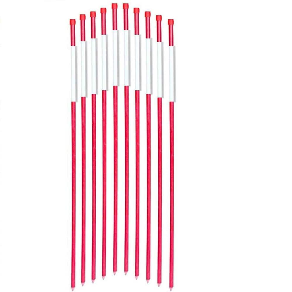 48 in. Red Driveway Markers 50-Pack 5/16 in. Dia Solid Snow Poles Snow Markers Snow Stakes - Hercitys