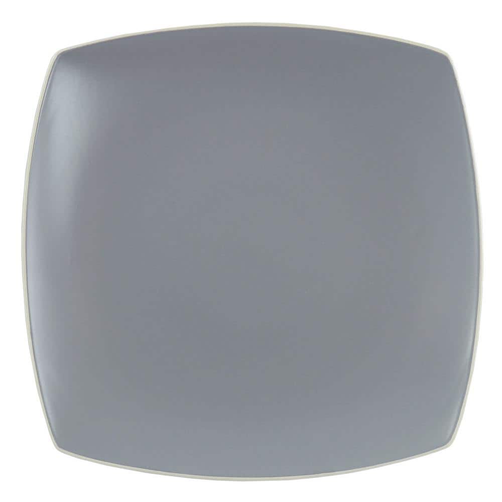 18 Piece Square Stoneware Dinnerware Set in Grey Matte - Hercitys