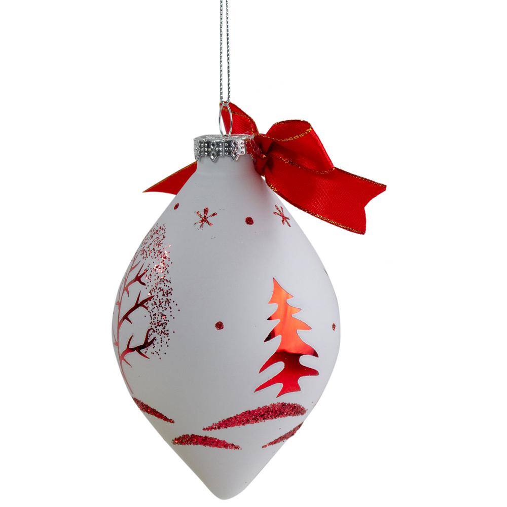 5 in. Red and White Moose Christmas Teardrop Ornament - Hercitys