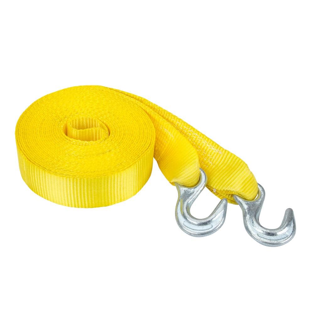30 ft. 3,000 lb. Working Load Limit Yellow Tow Rope Strap with Hooks - Hercitys