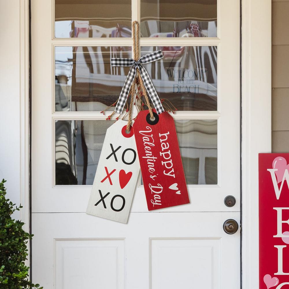 24 in. H Wooden Valentine’s Doorknorb Hanging Wall Decor - Hercitys