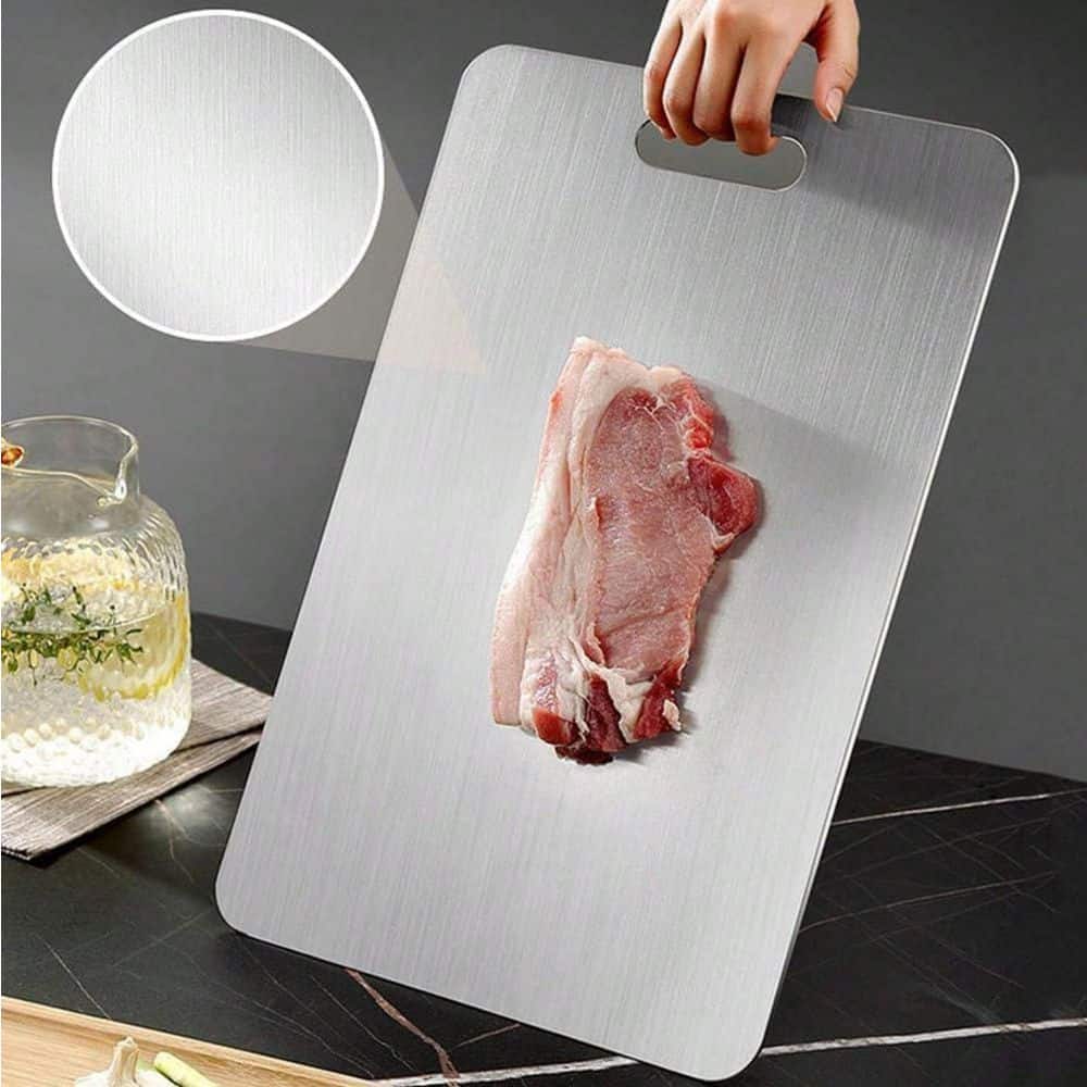 12 in. L x 9 in. W 100% Pure Titanium Cutting Board, Rectangular, Medical-Grade, Durable, Scratch-Resistant, Granite - Hercitys