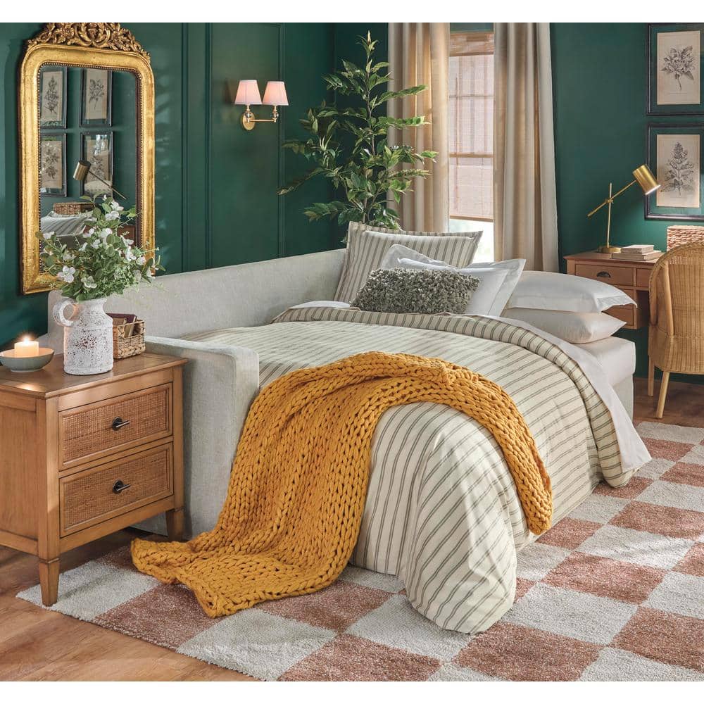 15.4 in. 3-Light Bohemian Antique Gold Two-Tier Drum Semi- Flush Mount with Natural Jute Rope Shade - Hercitys