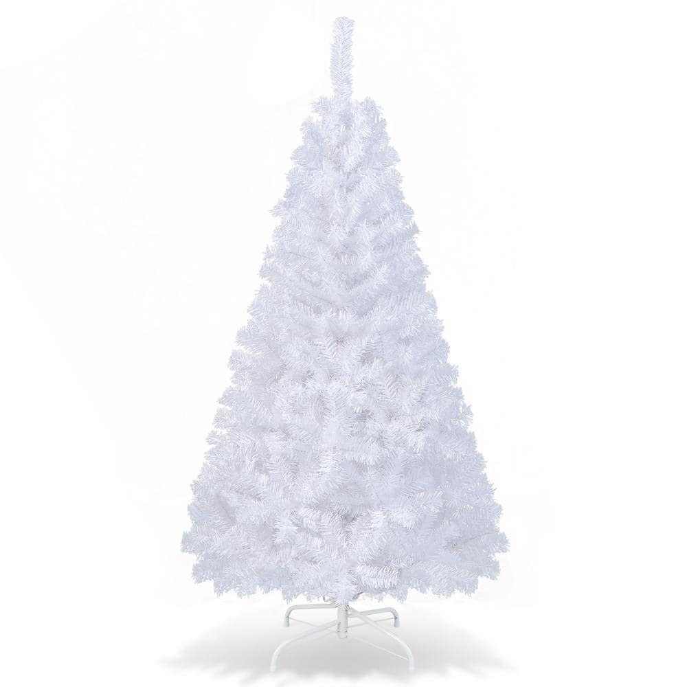 5 ft.White Unlit Christmas Tree with Solid Metal Legs - Hercitys
