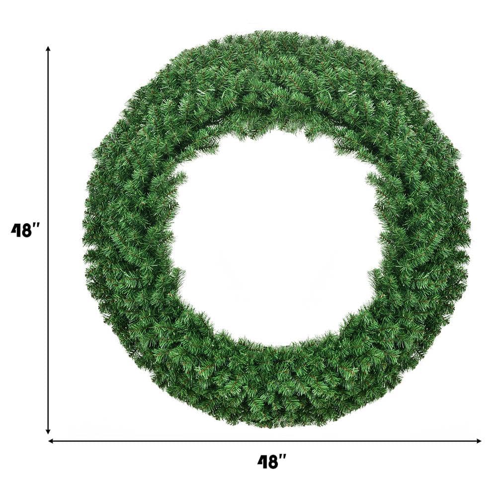 48 in. Green Cordless Pre-Lit LED Artificial Christmas Wreath with 200 LED Light and Timer - Hercitys