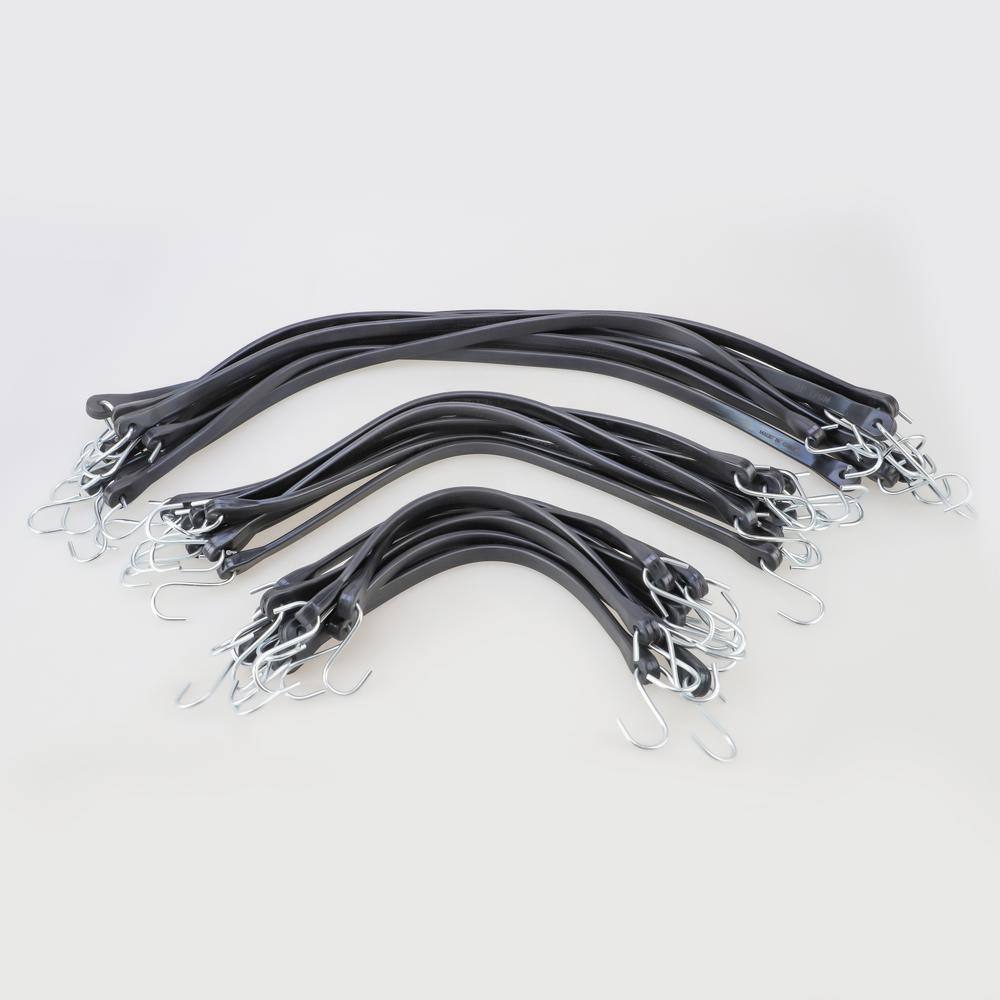 15 in., 21 in., and 31 in. Flat Heavy-Duty EPDM Rubber Bungee Straps, Value Pack Assortment - Hercitys