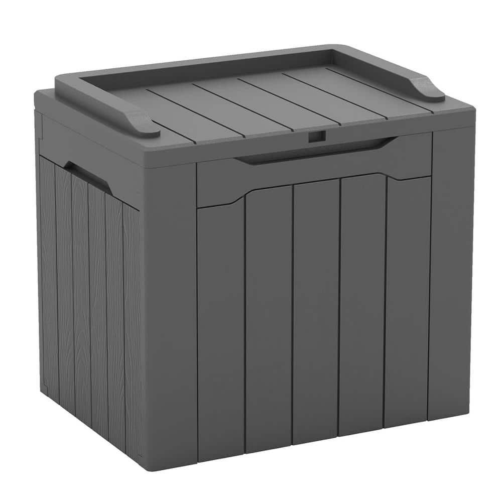 30 Gal. Grey Waterproof Resin Deck Box with Lockable Lid and Side Handles - Hercitys