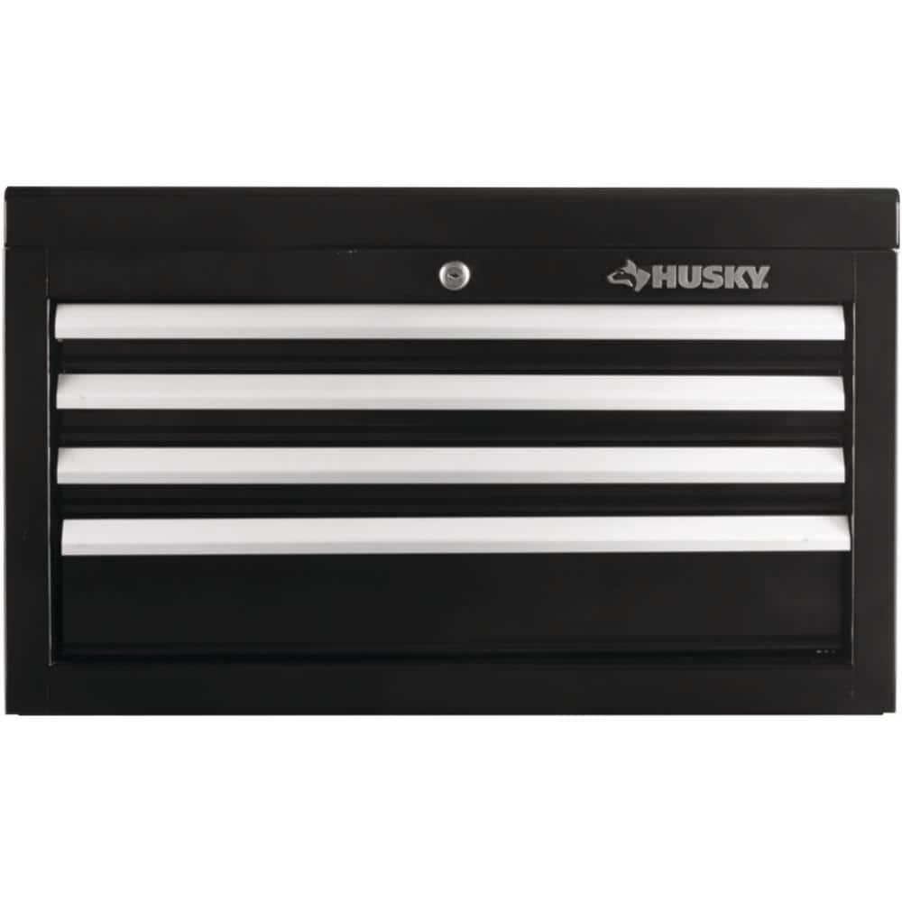26 in. W x 12 in. D Standard Duty 4-Drawer Top Tool Chest in Gloss Black - Hercitys