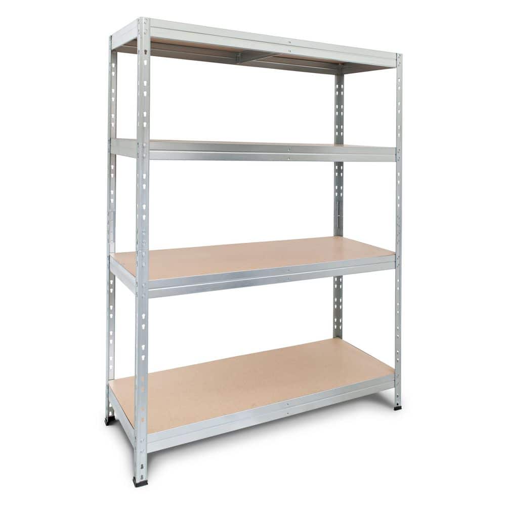 4-Tier Galvanized Steel Garage Storage Shelving Unit in Silver with HDF Racks (48 in. W x 71 in. H x 18 in. D) - Hercitys