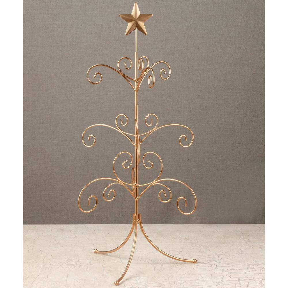 22 in. Gold Metal Ornament Tree with Hanging Branches - Hercitys