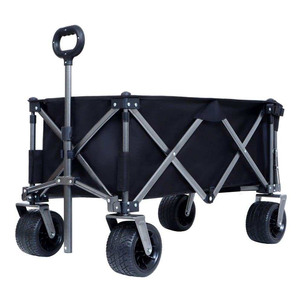 3.81 cu. ft. Steel Frame Collapsible Garden Cart Wagon with 600D Oxford Fabric – 300LBS Capacity, for Garden, Camping - Hercitys