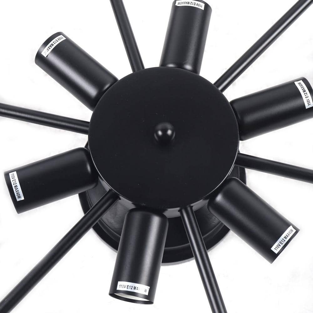 18 in. 6-Light Black Industrial Wagon Wheel Rustic Flush Mount Ceiling Light - Hercitys