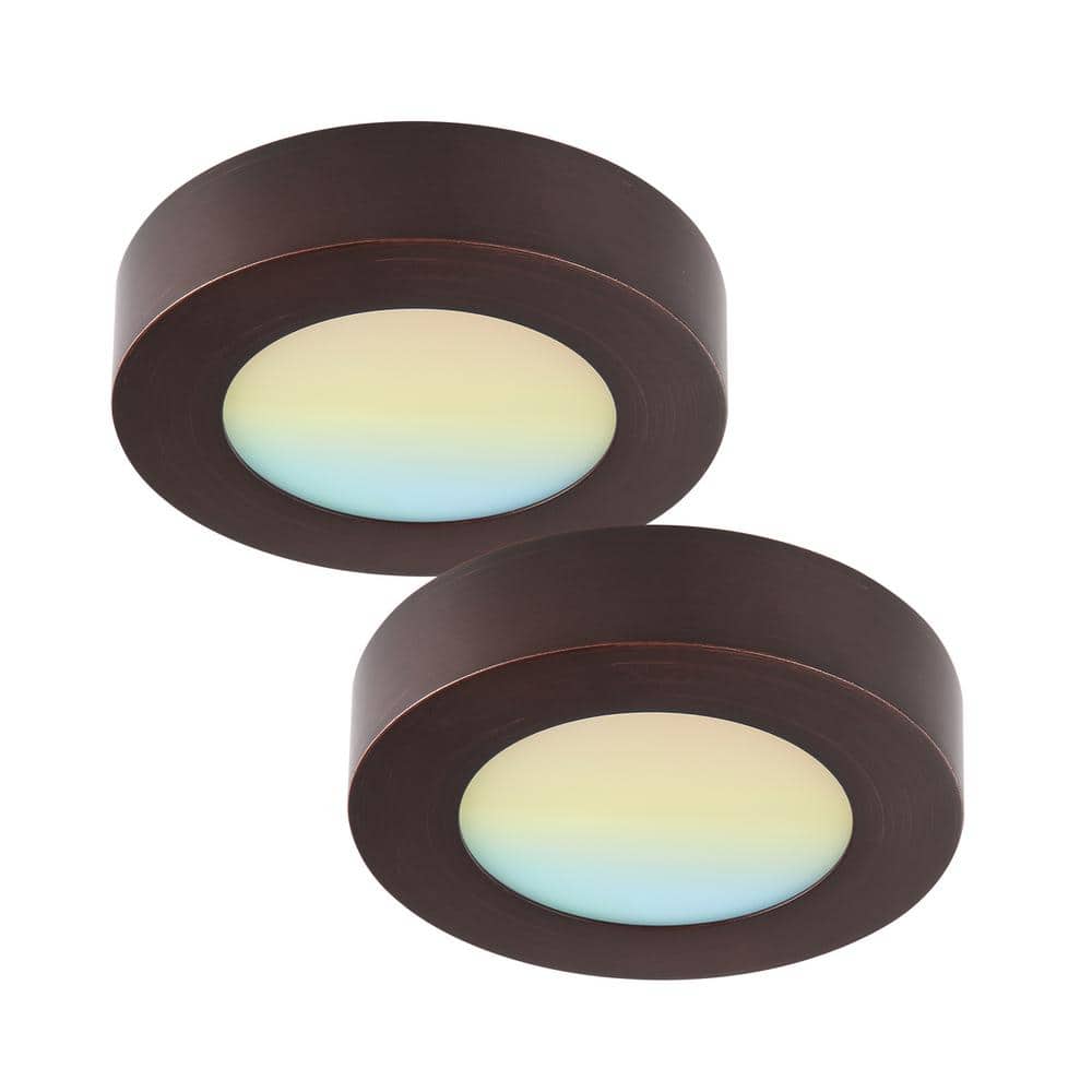 2-Pack 5.5 in. Round Color Bronze Selectable Integrated LED Flush Mount Downlight - Hercitys