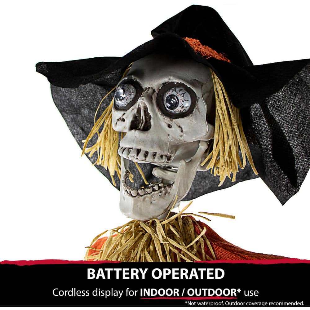 5 ft. Animatronic Skeleton Scarecrow Halloween Prop - Hercitys