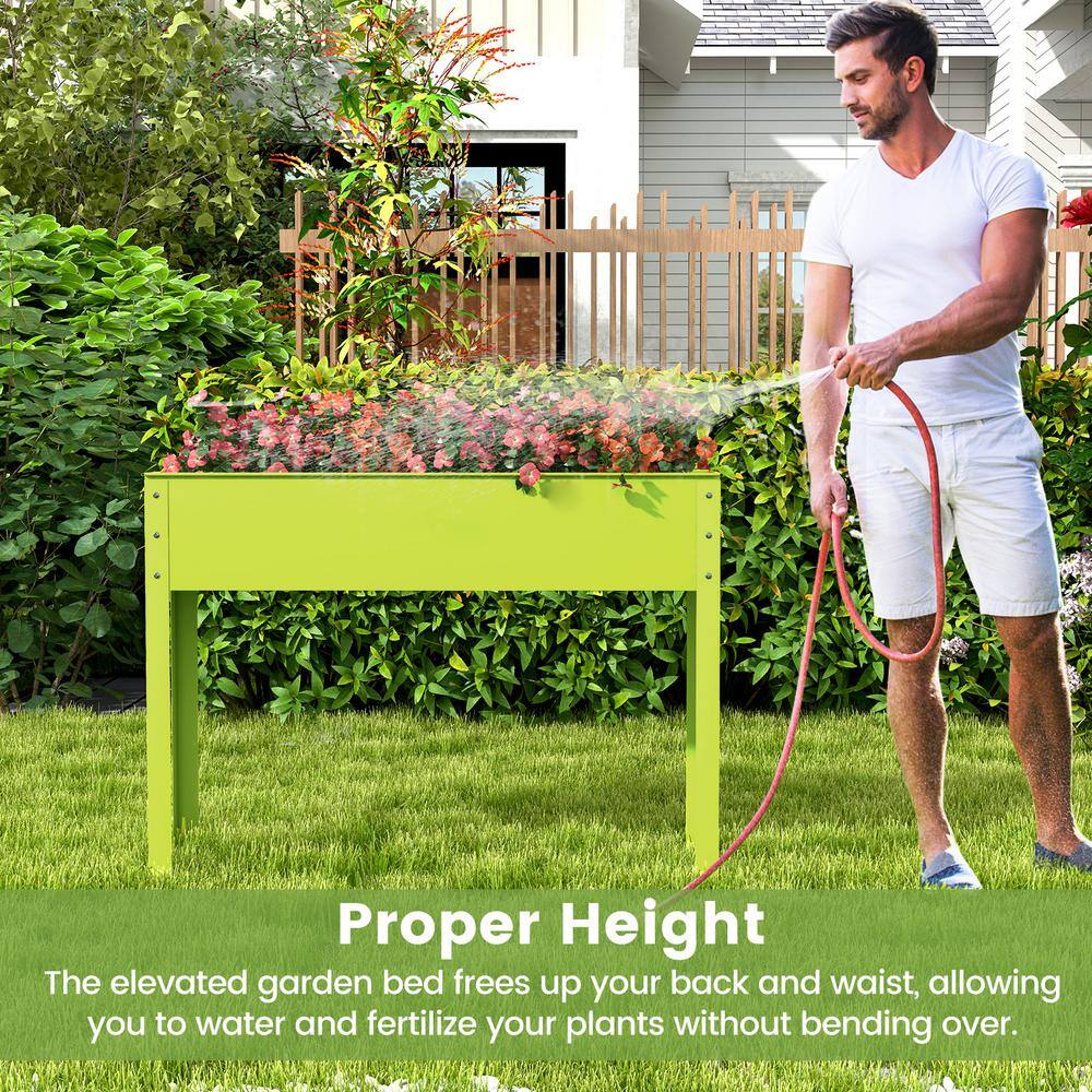 40 in. x 11 in. x 31.5 in. Green Metal Raised Garden Bed with Legs and Drainage Hole - Hercitys