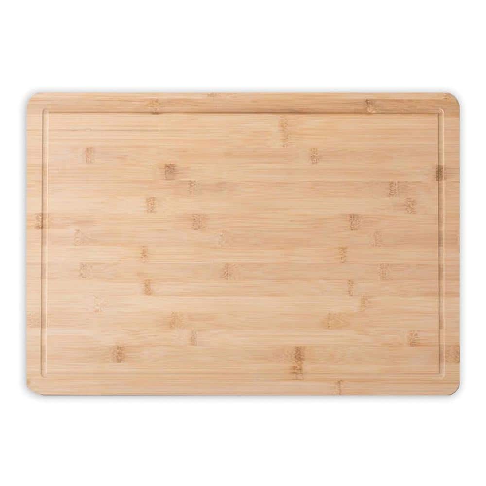 20 in. x 14 in. Rectangular Bamboo Cutting Board with Well - Hercitys