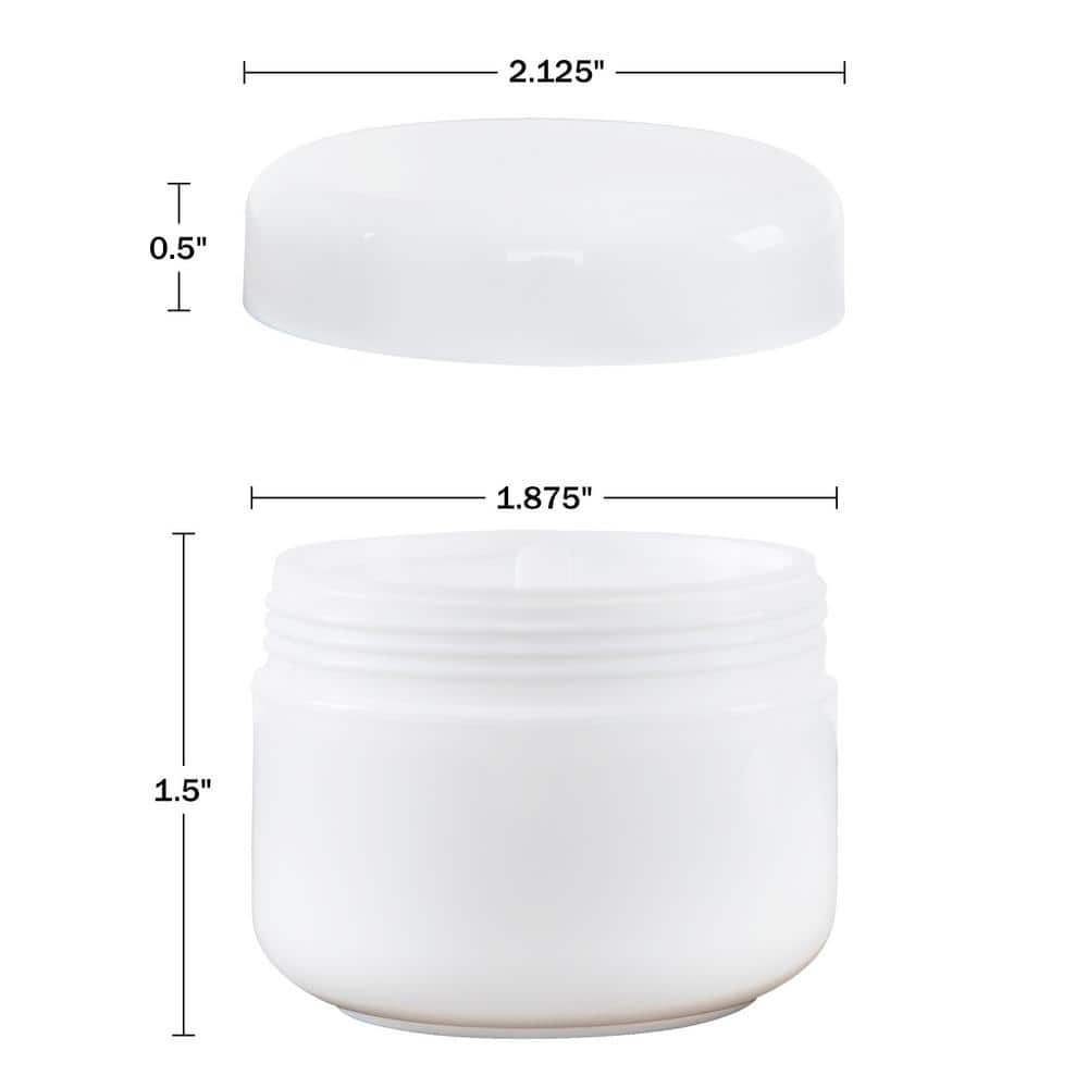 48-Pack 2 Oz White Plastic Containers with Inner and Outer Lid - Hercitys