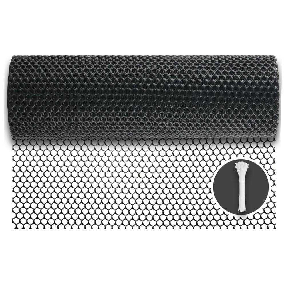 15.7 in. Plastic Wire Mesh Garden Fence for Poultry, Animal Barrier, Floral, Gardening Black - Hercitys