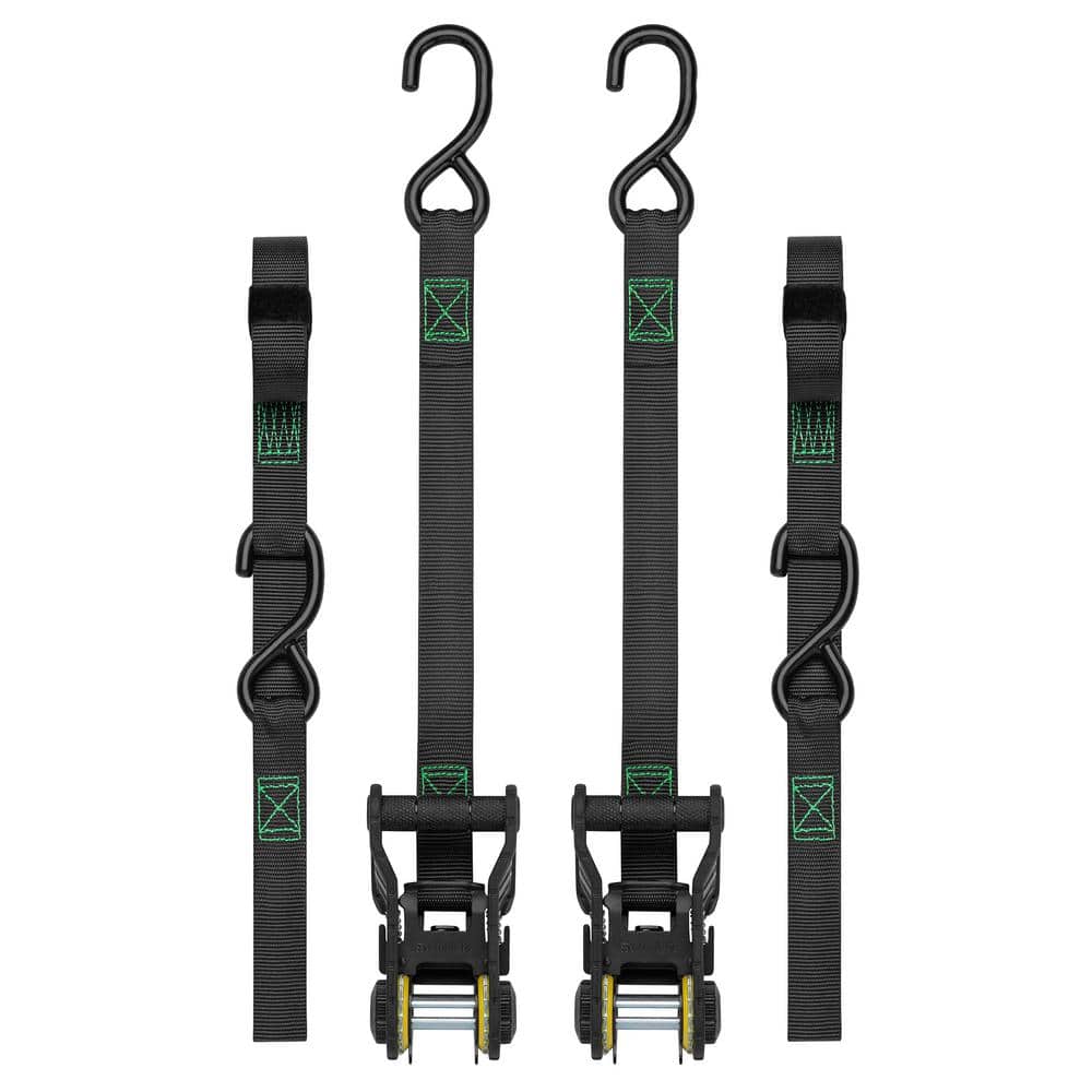 10 ft. Green Tactical Ratchet Tie Down Straps with 500 lb. Safe Work Load – 2 pack - Hercitys