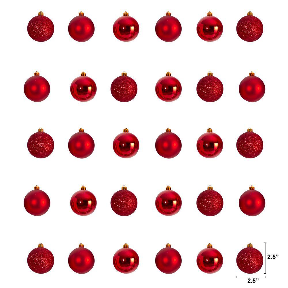 2.5 in. Shatterproff Holiday Christmas Ornament Set with Re-Useable Storage Container (30-Pack) - Hercitys