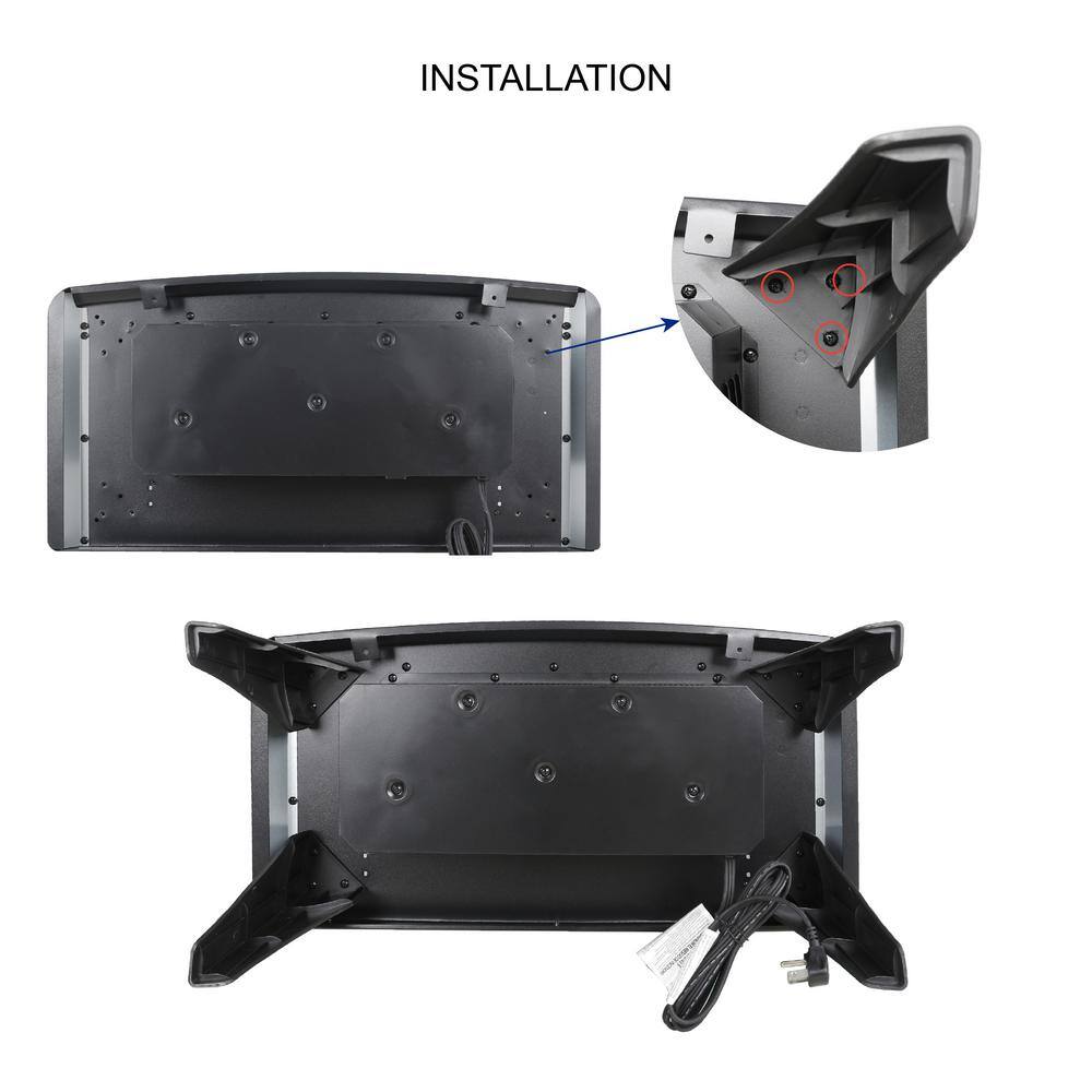 24 in. 400 sq. ft. 3D Flame Infrared Quartz Electric Stove in Black with Remote Control - Hercitys