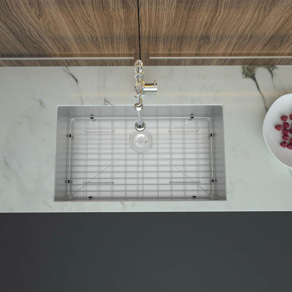 32 in. Undermount Single Bowl 9 in. D Stainless Steel Kitchen Sink - Hercitys