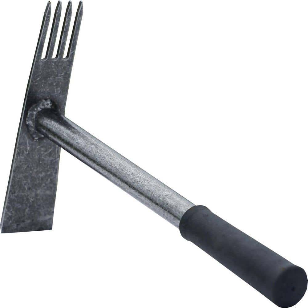 5.9 in. L Handle 13.6 in. L 4 Tine Hand Cultivator with Straight Edge Hoe - Hercitys