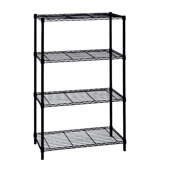 4-Tier Steel Wire Shelving Unit in Black (36 in. W x 54 in. H x 14 in. D) - Hercitys