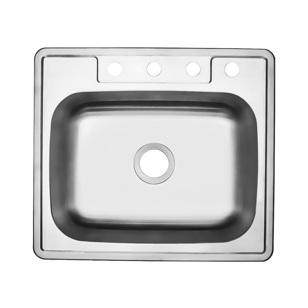 25 in. Drop-In Single Bowl 20-Gauge Stainless Steel Kitchen Sink - Hercitys