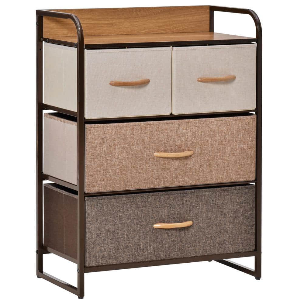 22.75 in. x 11.5 in. x 31 in. 4-Drawer Dresser, Fabric Drawers, 3-Tier Storage Organizer for Bedroom Entryway, Brown - Hercitys