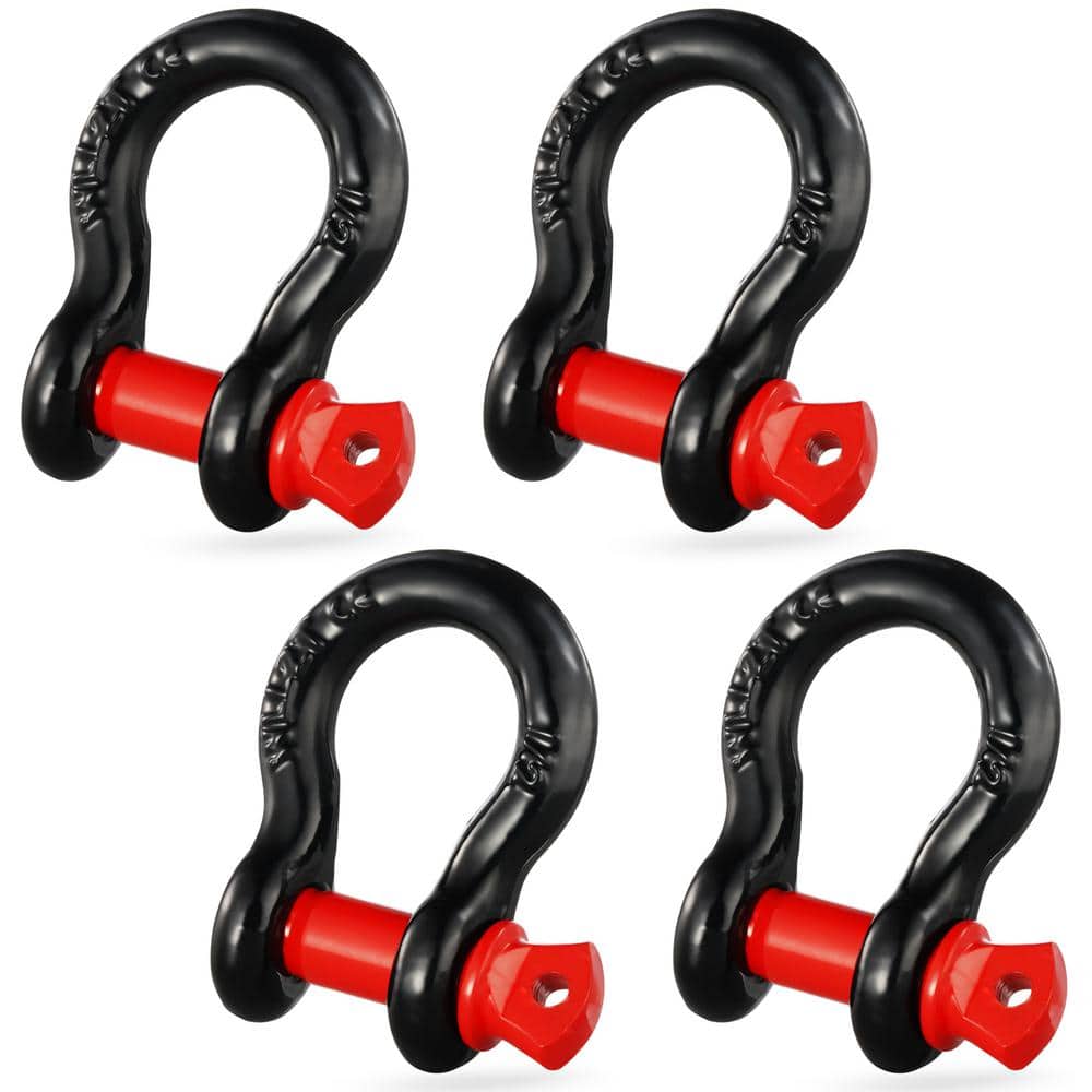 4 Shackle Alloy Steel Cable 8 T Break 1/2 in. D-Ring Strength Heavy Duty Recovery Shackle Tow Ropes Accessories Black - Hercitys