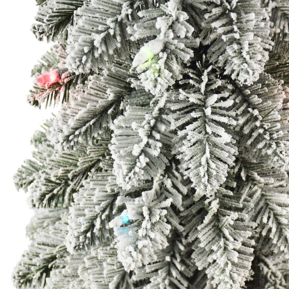 4 ft. Prelit Flocked Alpine Pencil Artificial Christmas Tree - Hercitys