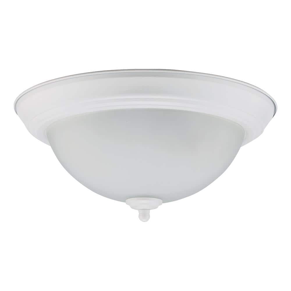 12.75 in 2-Light White Flush Mount Ceiling Light Fixture with Frosted Glass Shade (2-Pack) - Hercitys