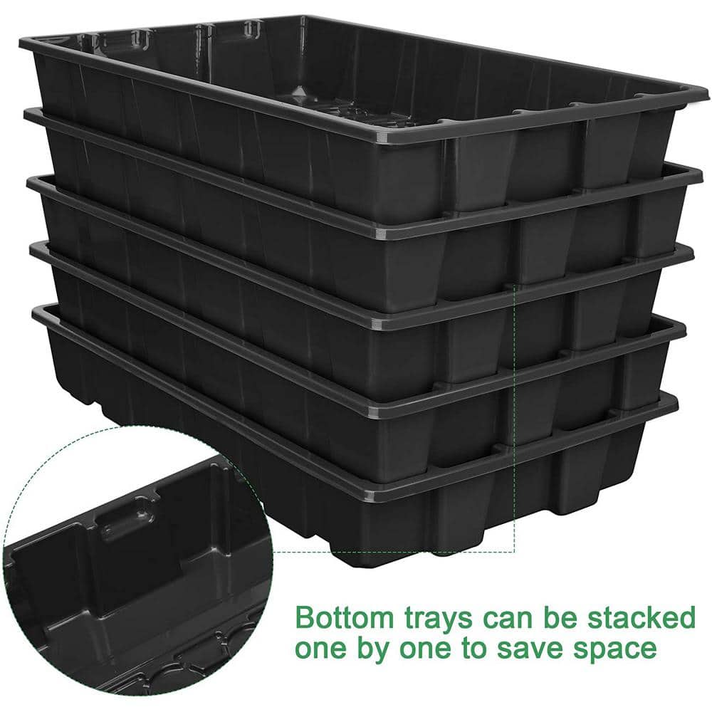 15.35 in. x 9.84 in. x 5.03 in. 200 Black Seed Starter Plant Grow Kit Greenhouse with Humidity Dome and Base (Pack of 5) - Hercitys