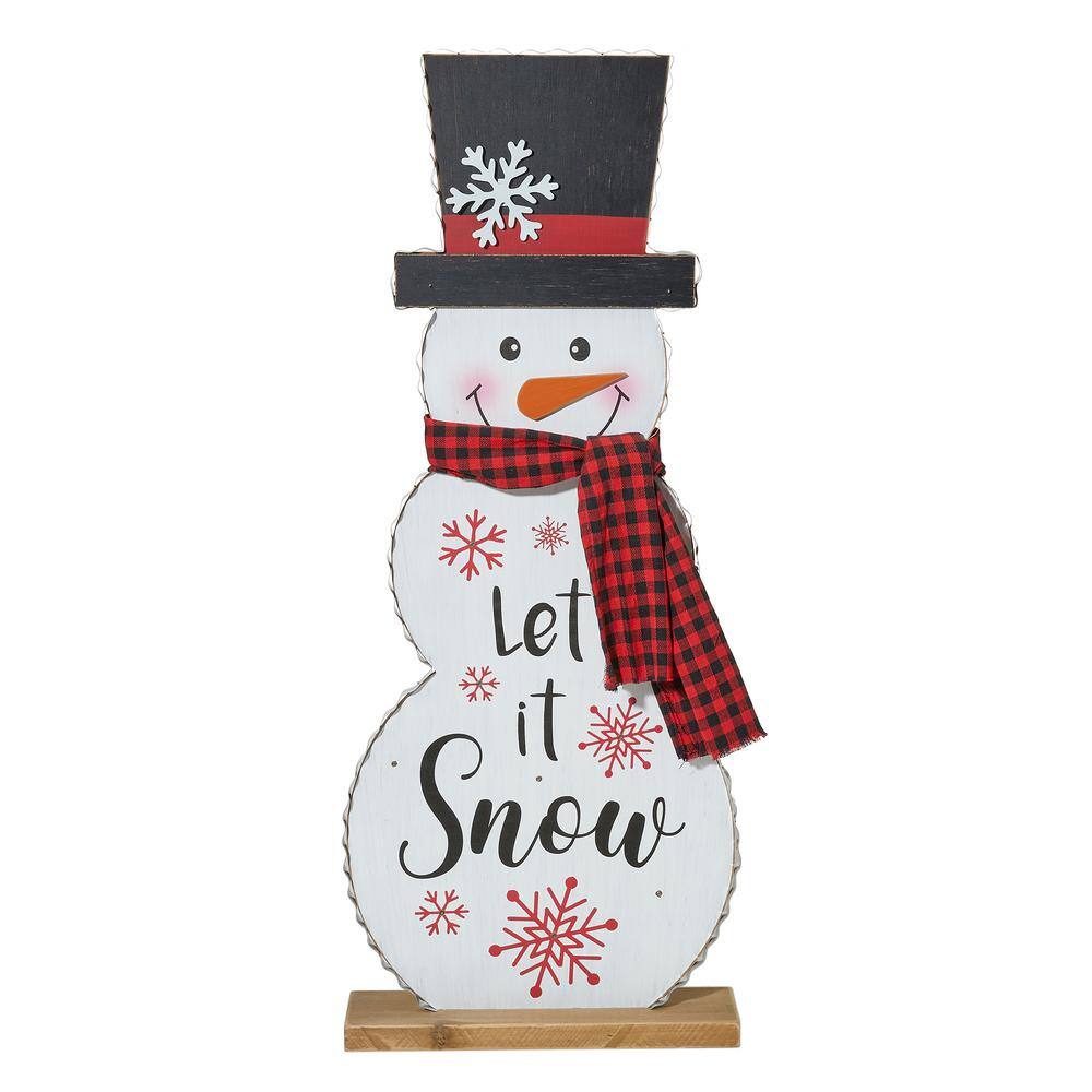 36 in. H Wooden Christmas Snowman Porch Decor Lighted - Hercitys