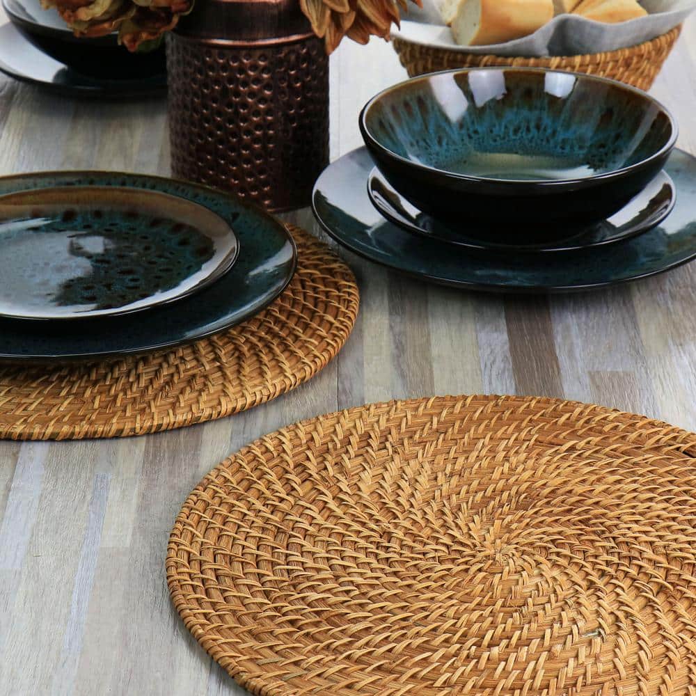 14 in. Rattan Woven Placemat in Brown - Hercitys
