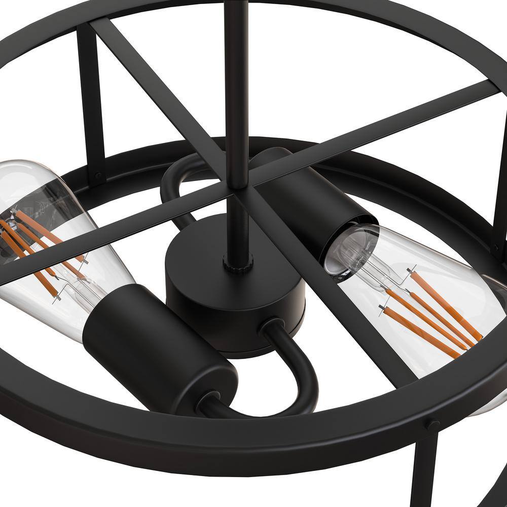 13 in. 2-Light Matte Black Drum Flush Mount - Hercitys