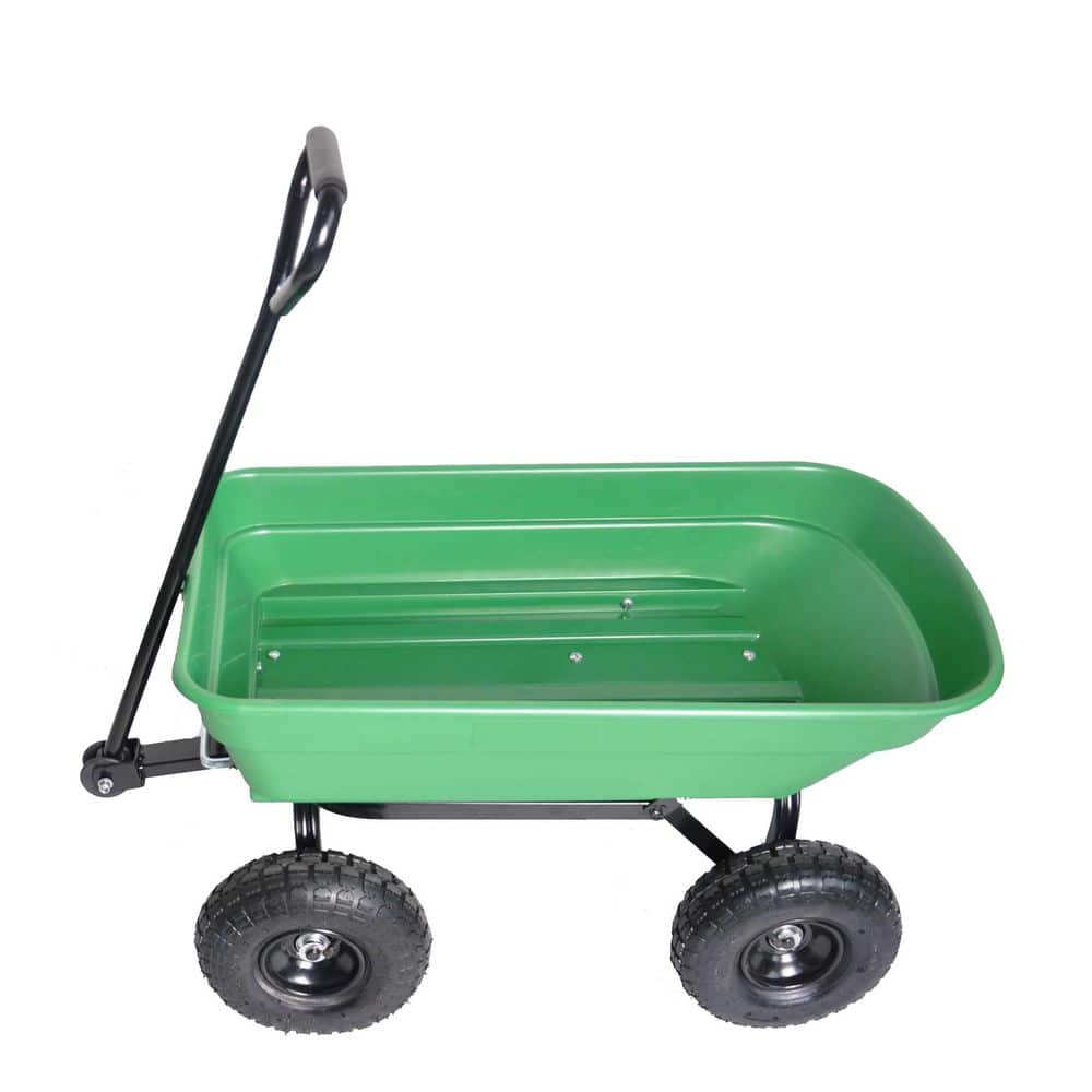 2.5 cu. ft. Folding Wagon Steel Frame Dump Garden Cart 300 lbs. Capacity, Green - Hercitys