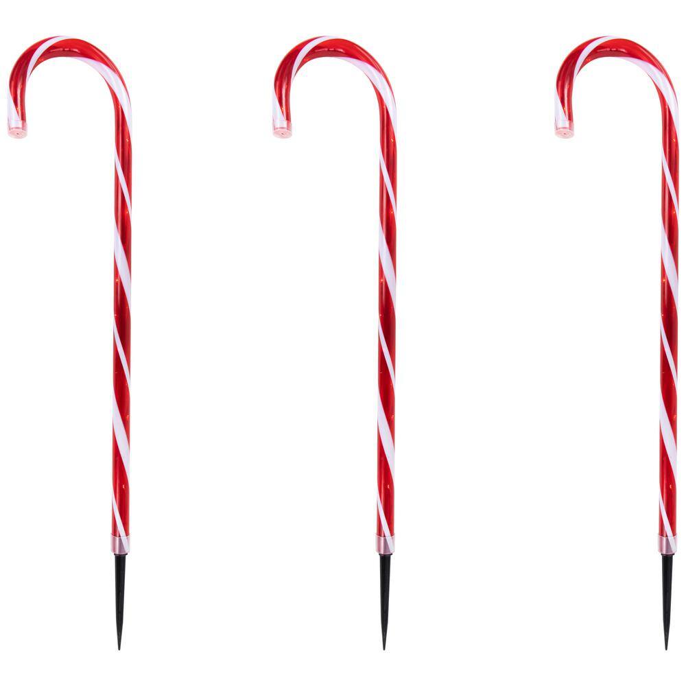 28 in. LED Red and White Candy Cane Christmas Pathway Lights (Set of 8) - Hercitys