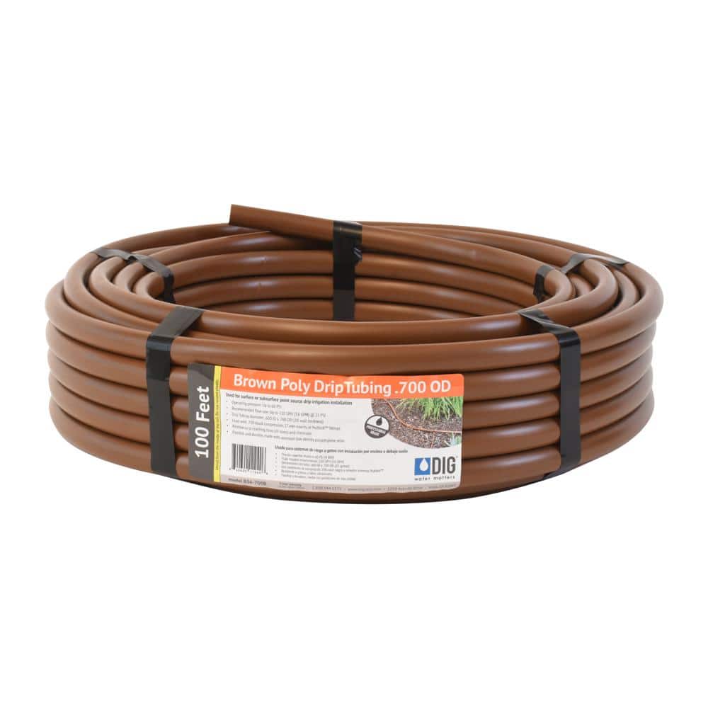 1/2 in. (0.600 in. I.D. x 0.700 in. O.D.) x 100 ft. Brown Blank Poly Tubing for Drip Irrigation - Hercitys
