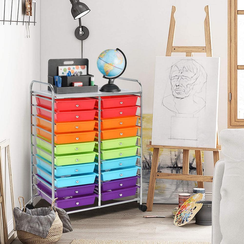 20-Drawers Multicolor Rolling Storage Kitchen Cart - Hercitys